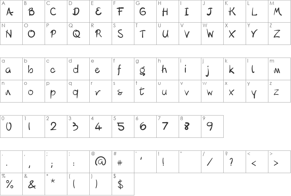 Lipograf font character map preview