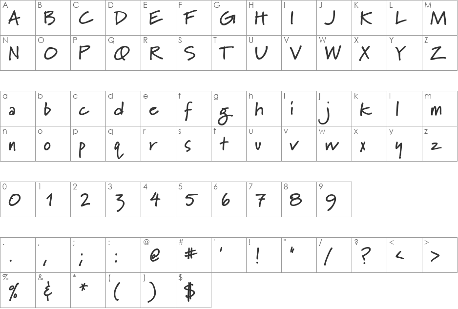 LipstickScriptSSK font character map preview