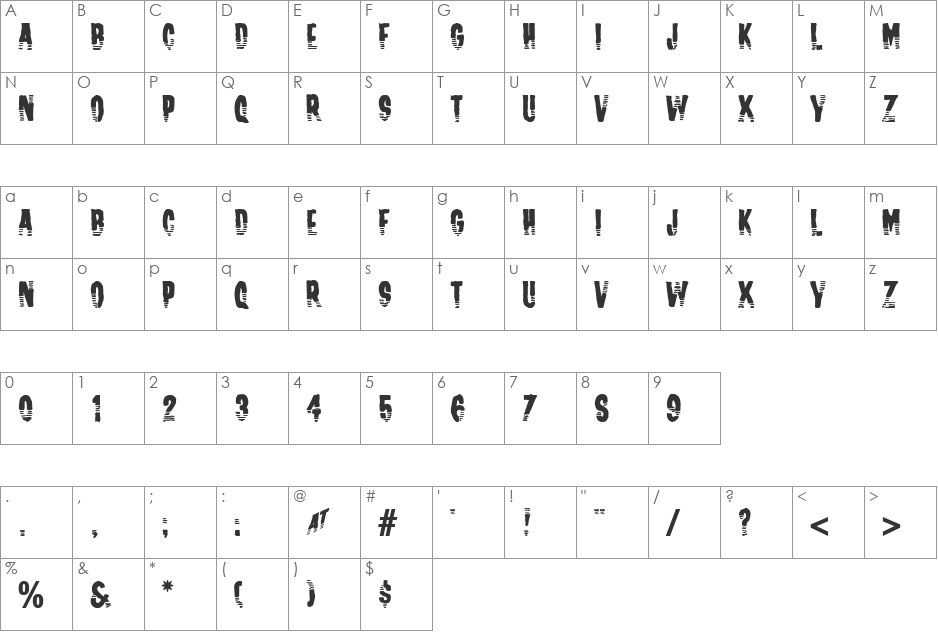 Liquid font character map preview