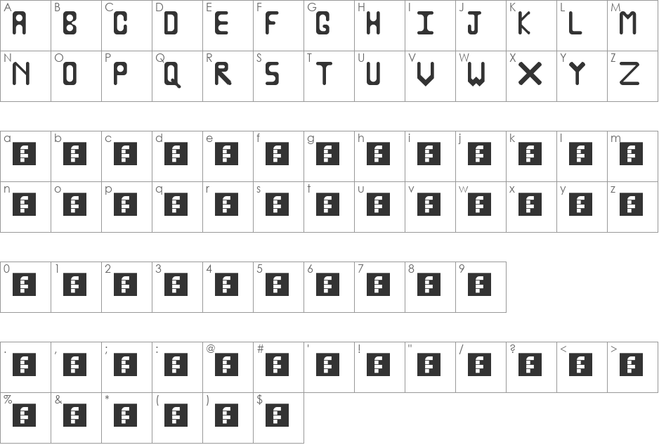 Liquid font character map preview