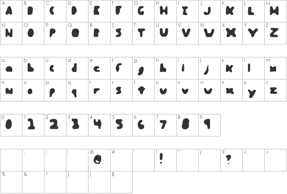 Liquid Pickle font character map preview