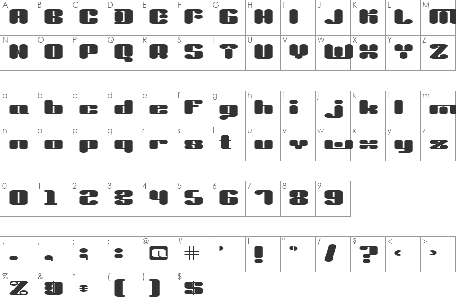 Liquid Sex font character map preview