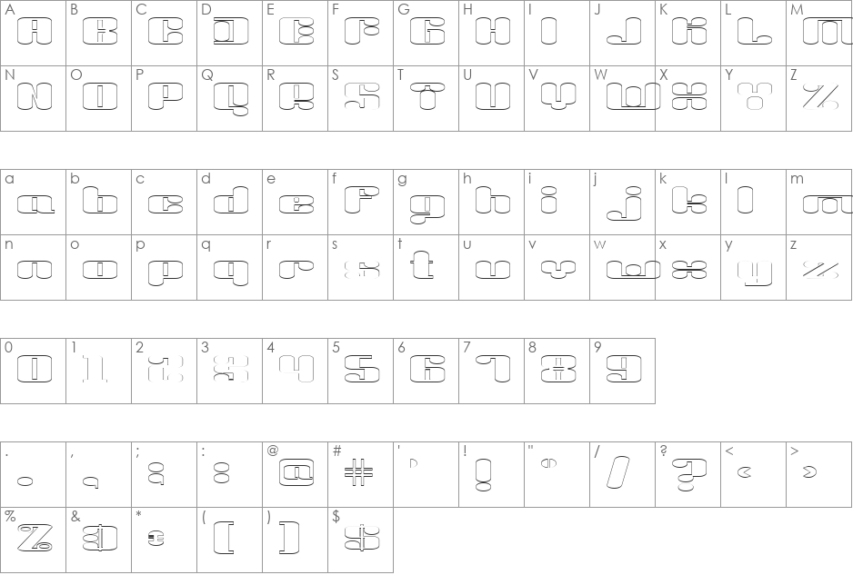 Liquid Sex Outline font character map preview