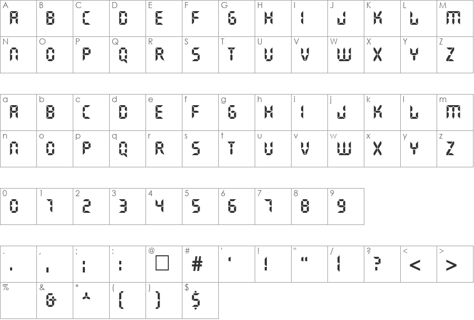 LiquidCrystal font character map preview