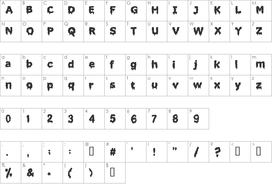 Liquidism font character map preview