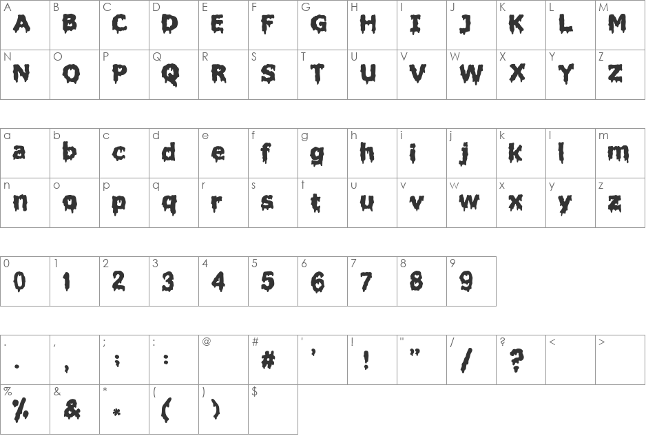 Liquidism font character map preview