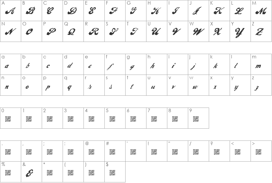 LiquidMagic font character map preview