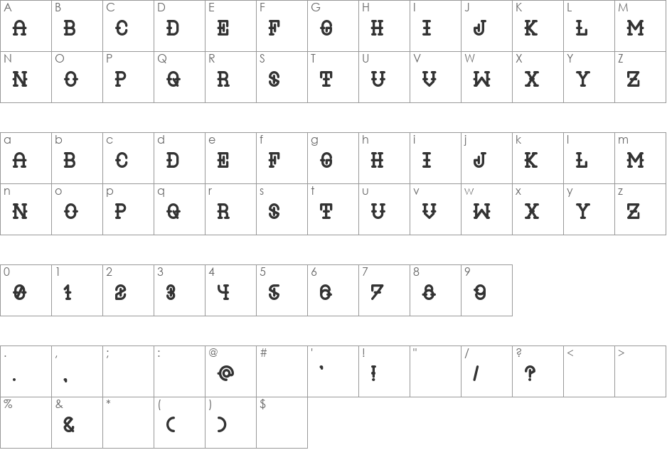 Liquor  font character map preview