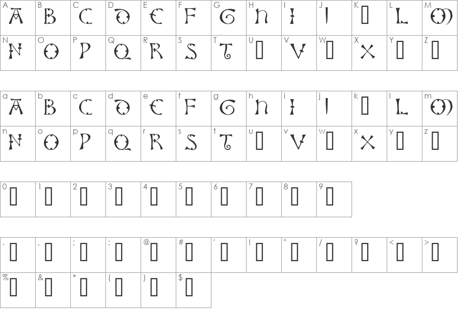 Lisbjerg font character map preview