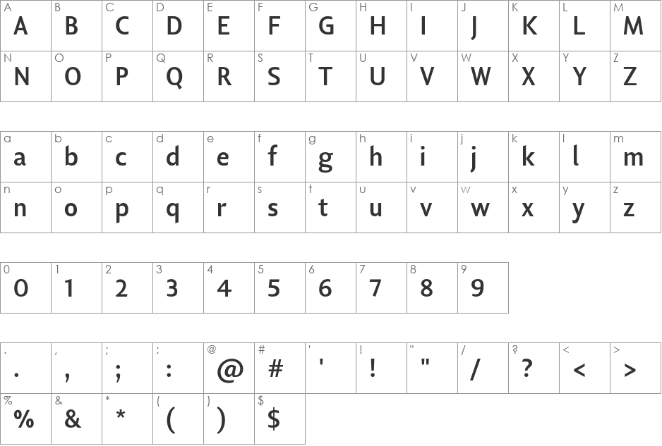 Lisboa Sans LF font character map preview