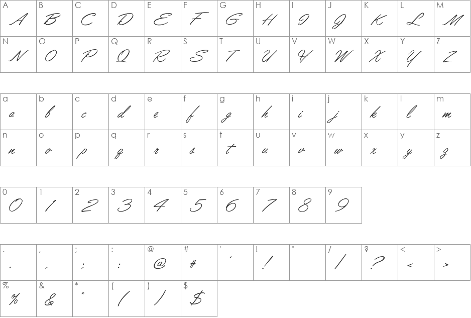 Lisbon Script font character map preview