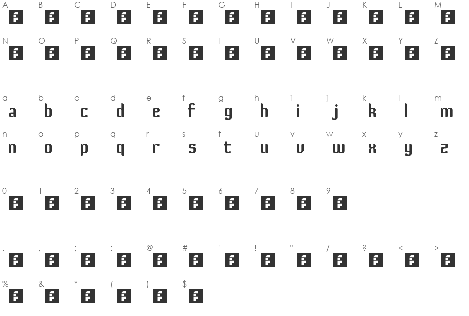 Lishus font character map preview