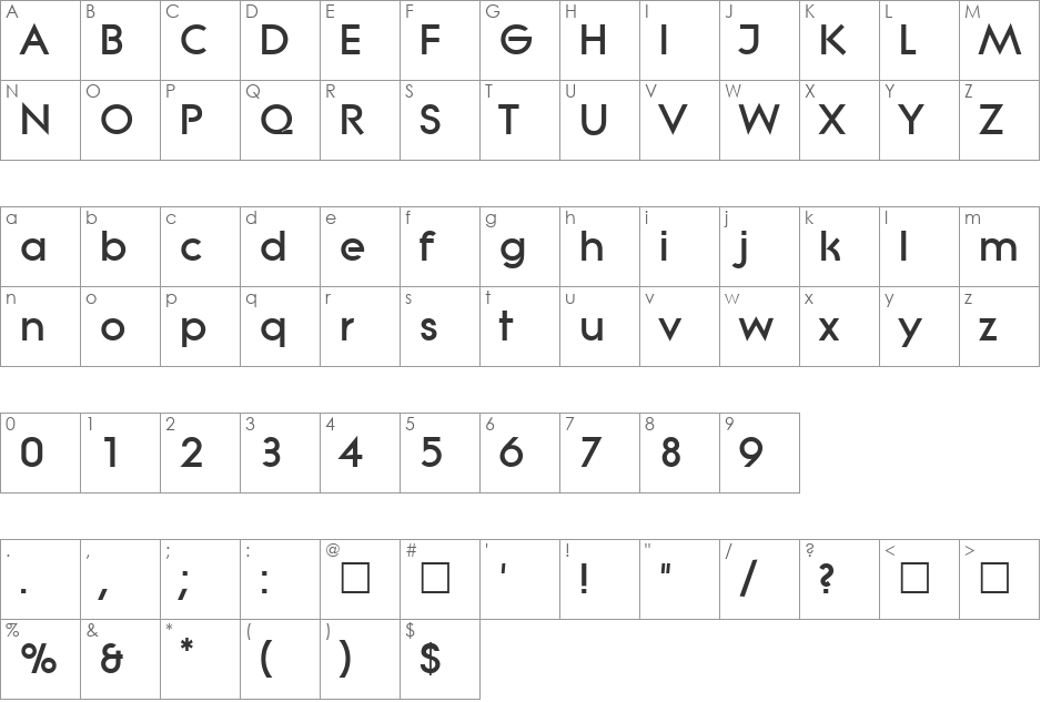Lissen font character map preview
