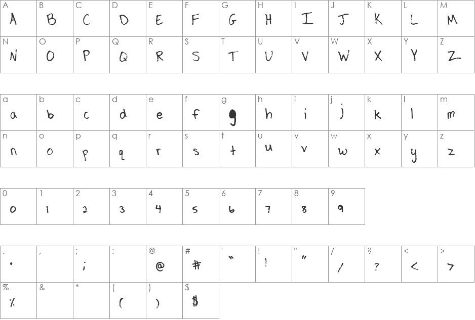 Lita font character map preview
