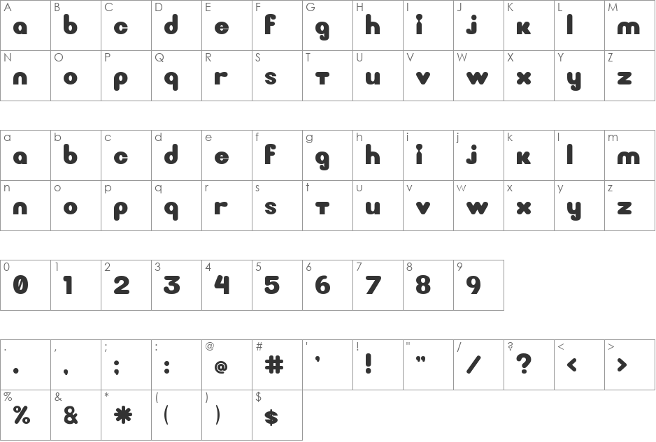 Lite Bulb font character map preview