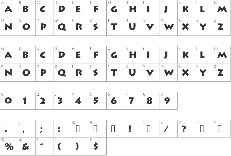 Literat Black DB font character map preview