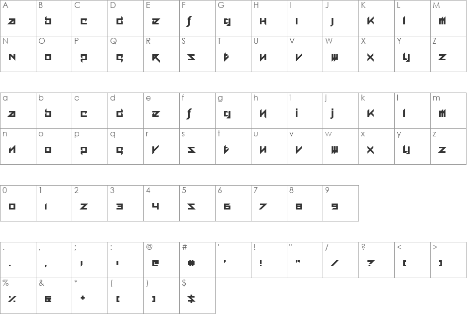 Ace Adventure font character map preview