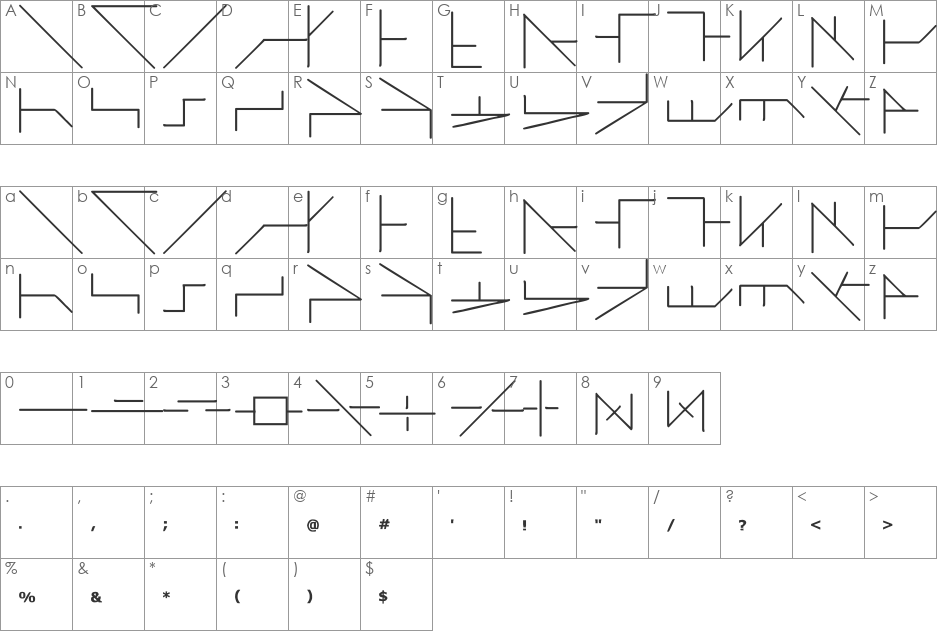 Lithean font character map preview