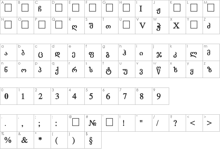 LitNusx_LB font character map preview