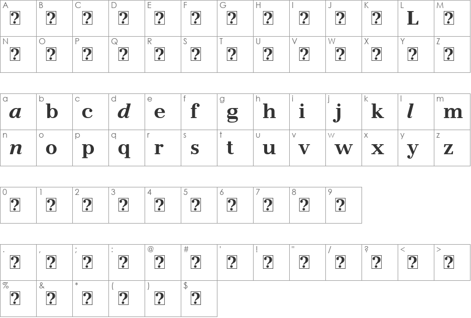 Litoland font character map preview