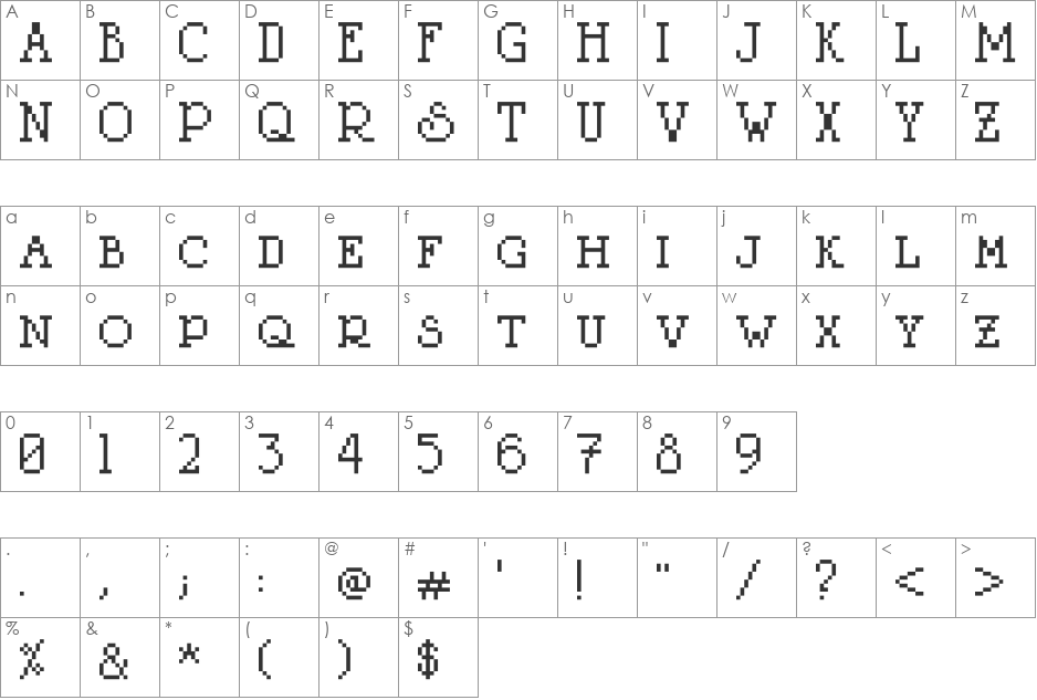 LitterLover font character map preview