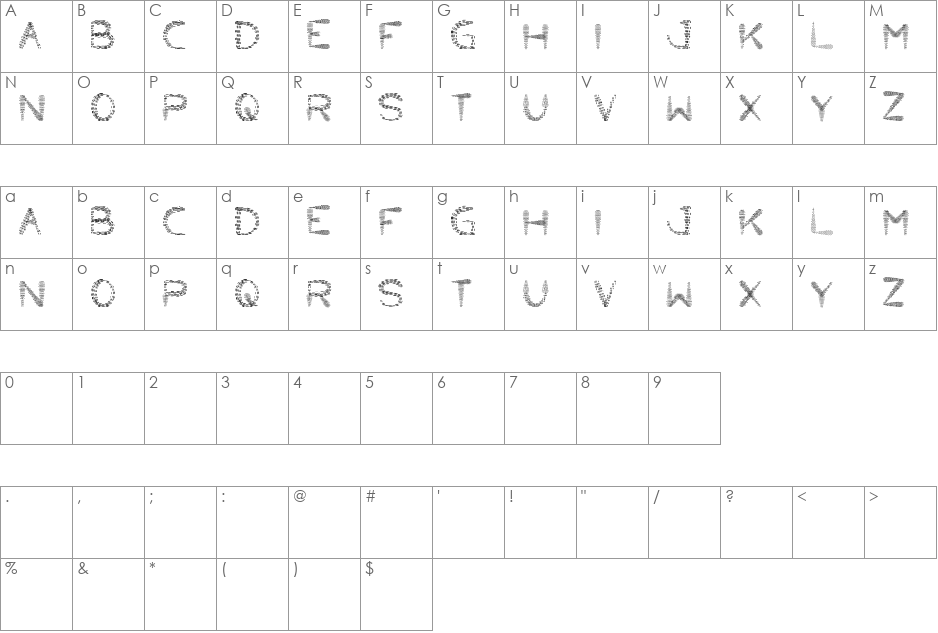 Little Ant font character map preview