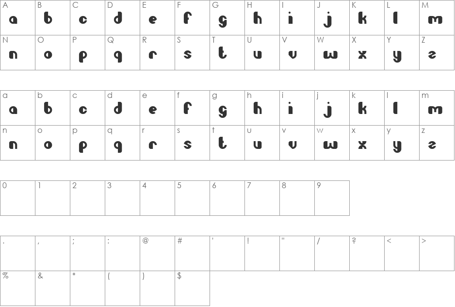Little Atom font character map preview