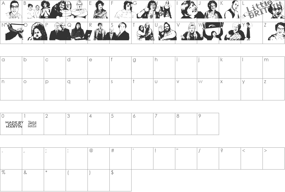 Little Britain font character map preview