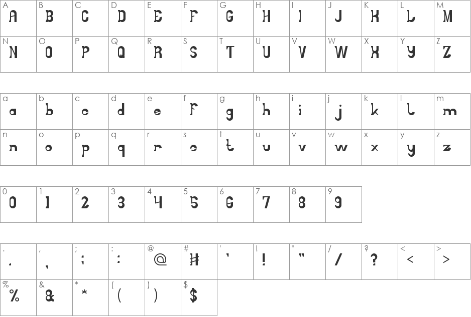 LITTLE COWBOY font character map preview