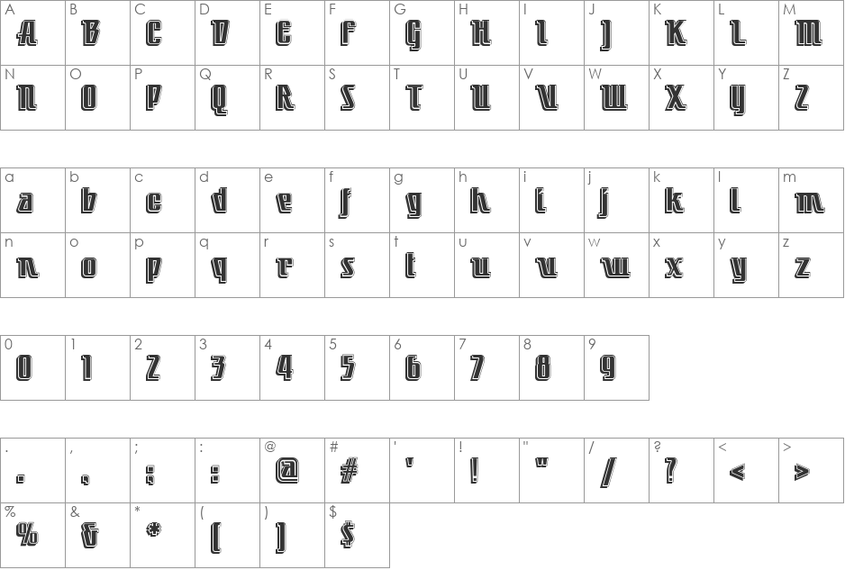 Little Deuce Coupe NF font character map preview