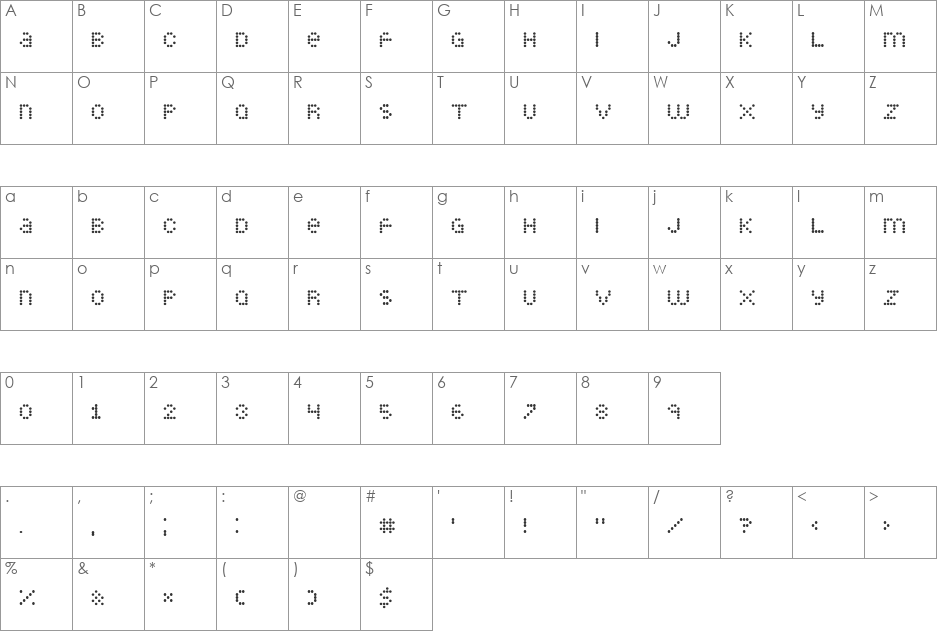 Little Dotties font character map preview