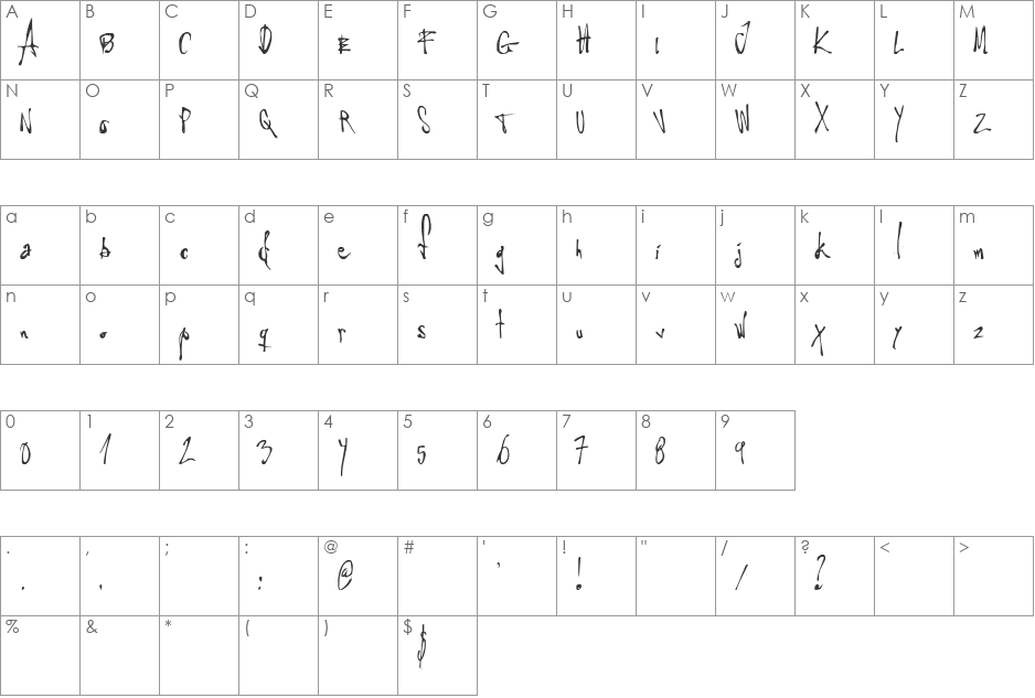 Little Insect font character map preview