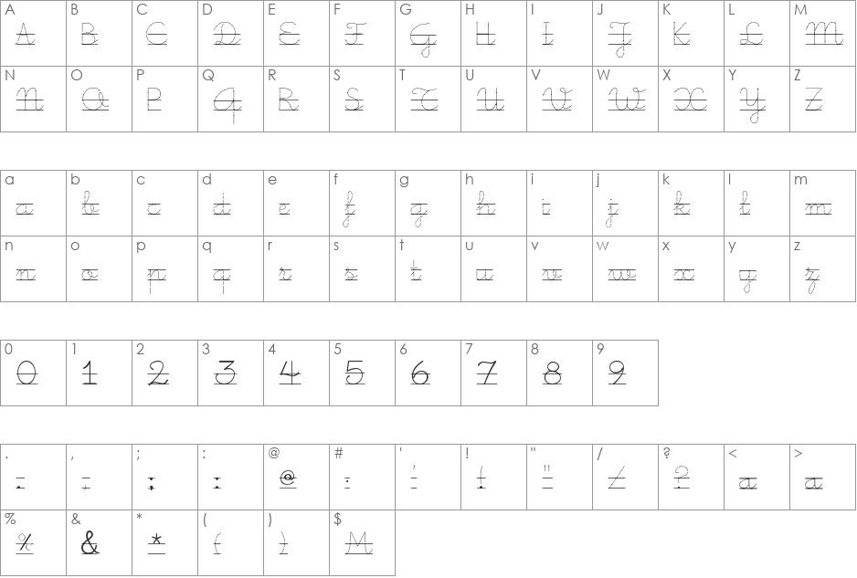 Little School 9 font character map preview