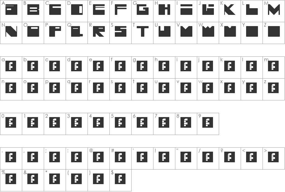 little ugly font character map preview