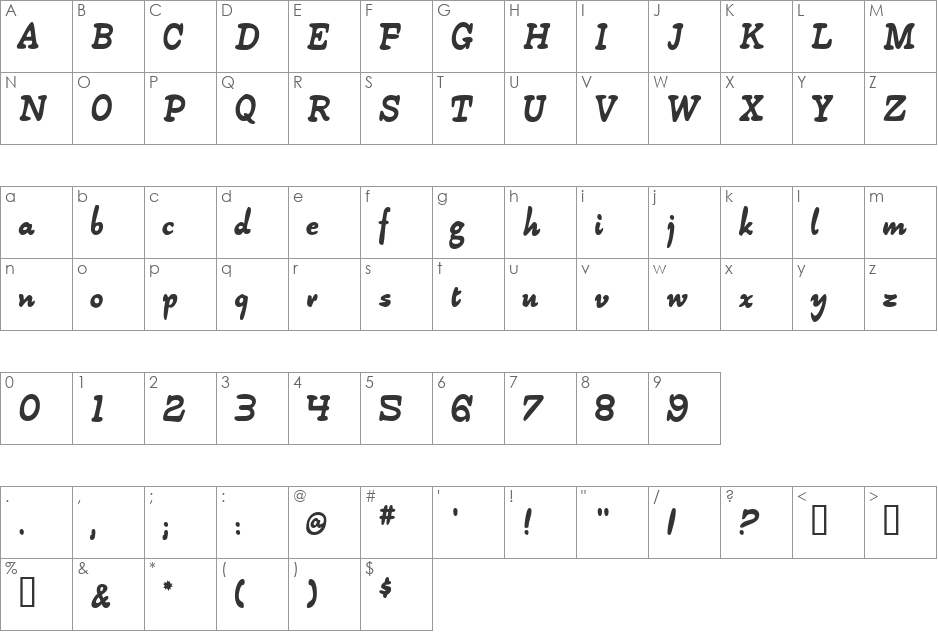 Littlebits font character map preview