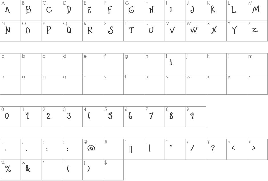 Little_Pink_Shit font character map preview