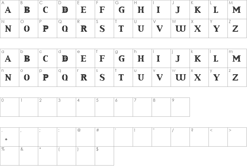 Liva font character map preview
