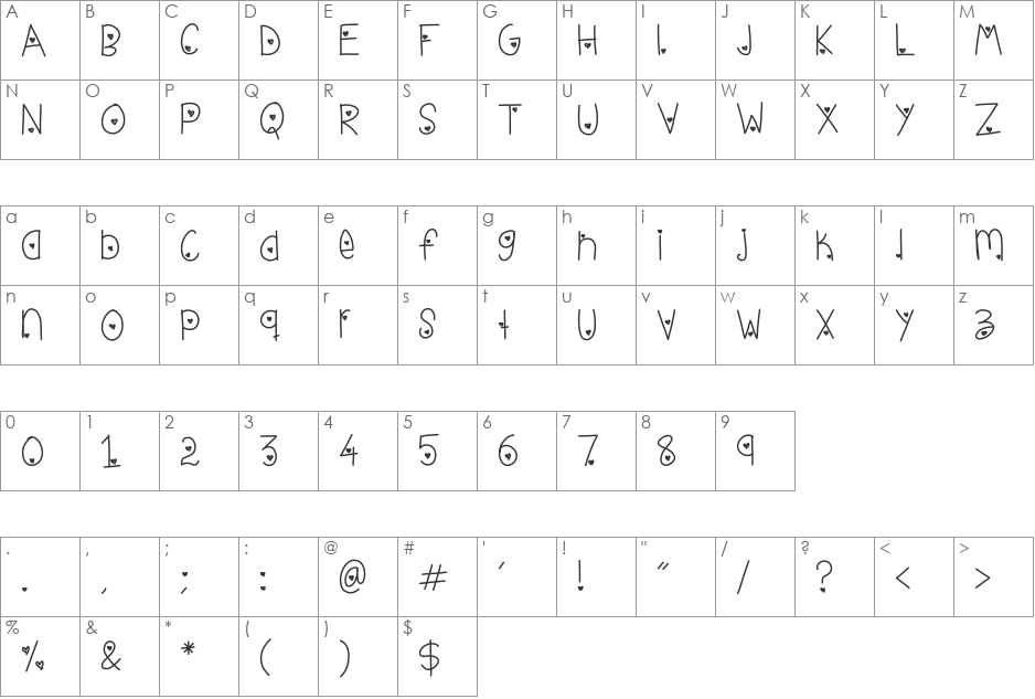 live love life font character map preview