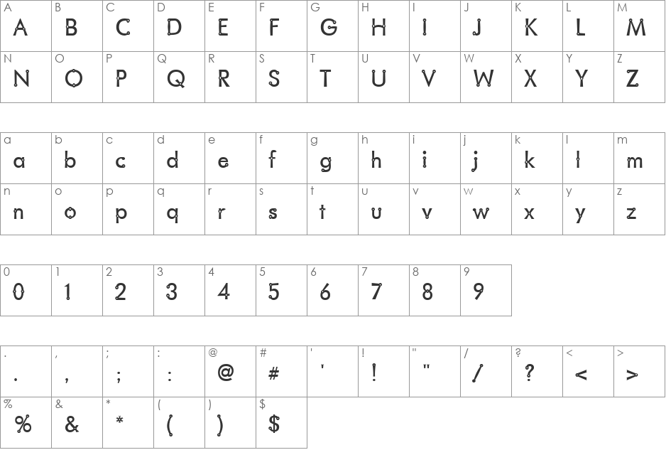 Liver Black font character map preview