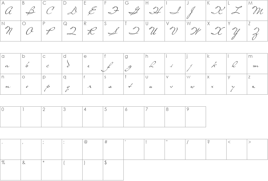 Living Together font character map preview