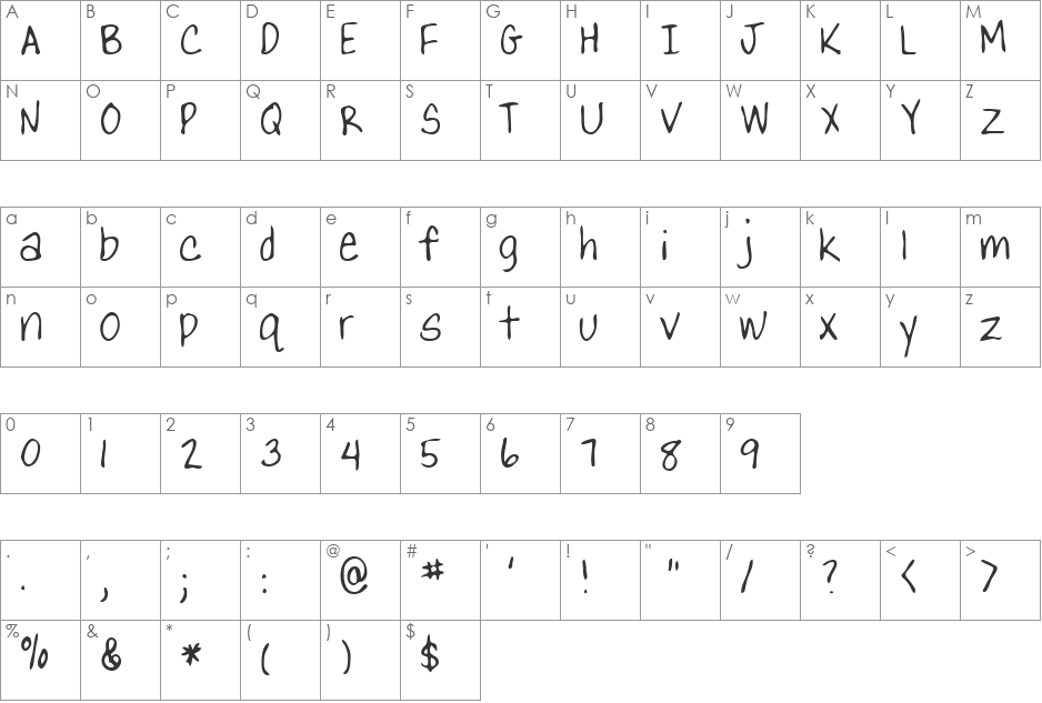 Lizard font character map preview