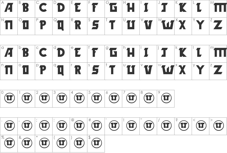 LJ-Design Studios Logo font character map preview