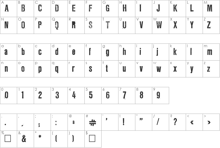 LL Rubber Grotesque font character map preview