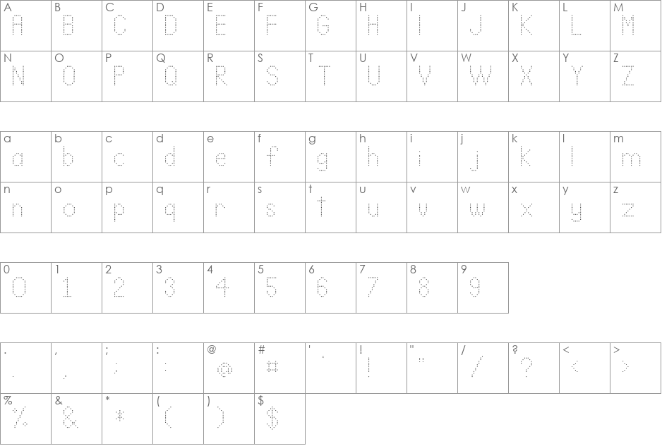 LLDot font character map preview