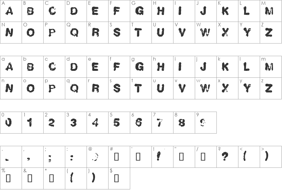 LLHumboldt font character map preview