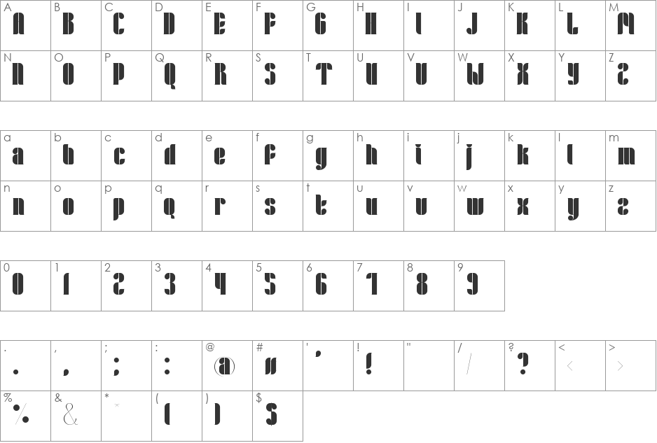 Lloyd font character map preview