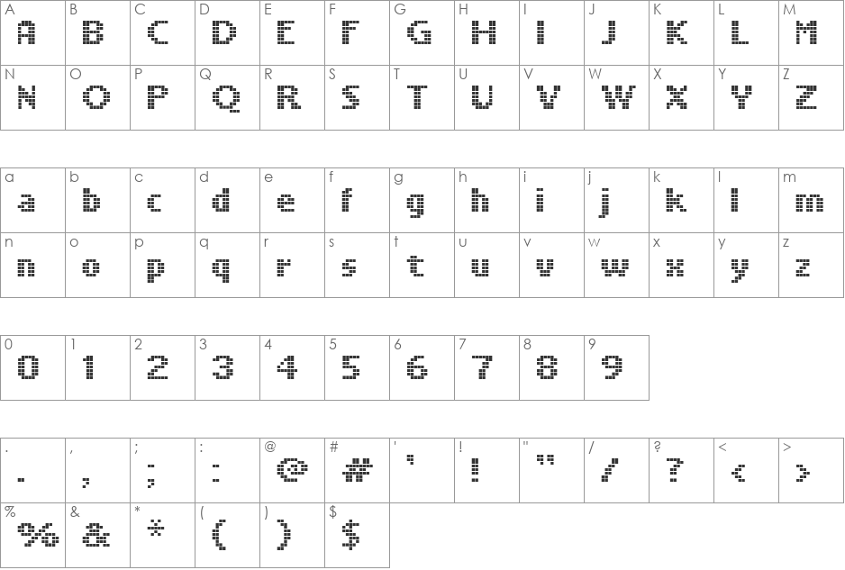 LLPixel font character map preview