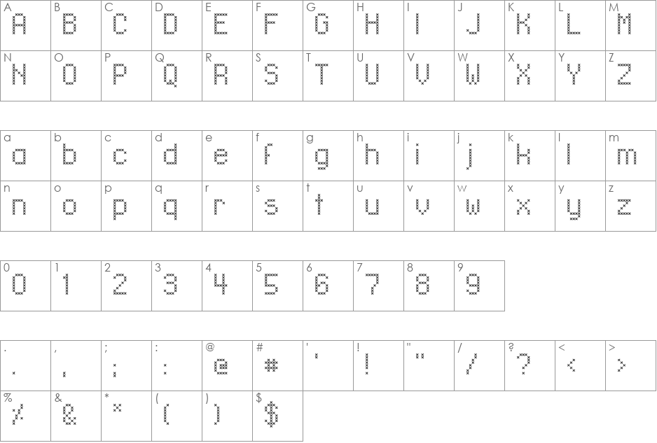 LL_XMas font character map preview
