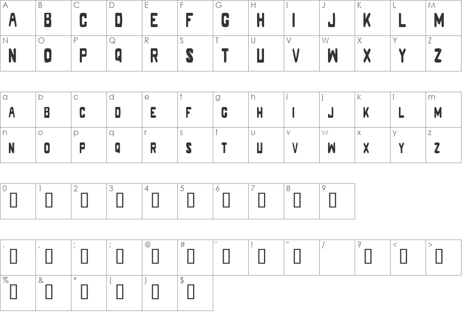 LM Caps Thin font character map preview