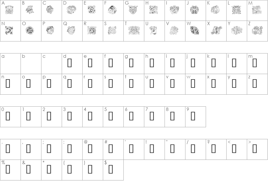 LM Celtic Designs font character map preview